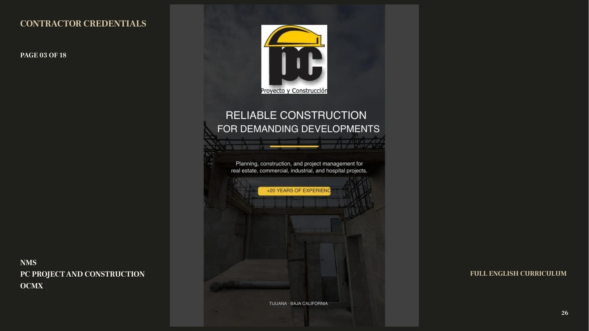 Construction credentials 3 — presentation page 26