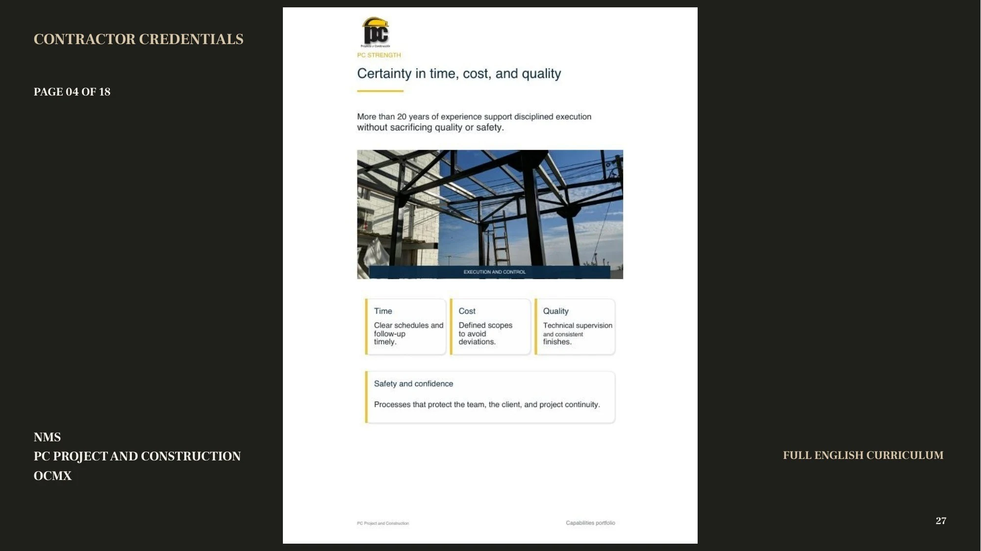 Construction credentials 4 — presentation page 27