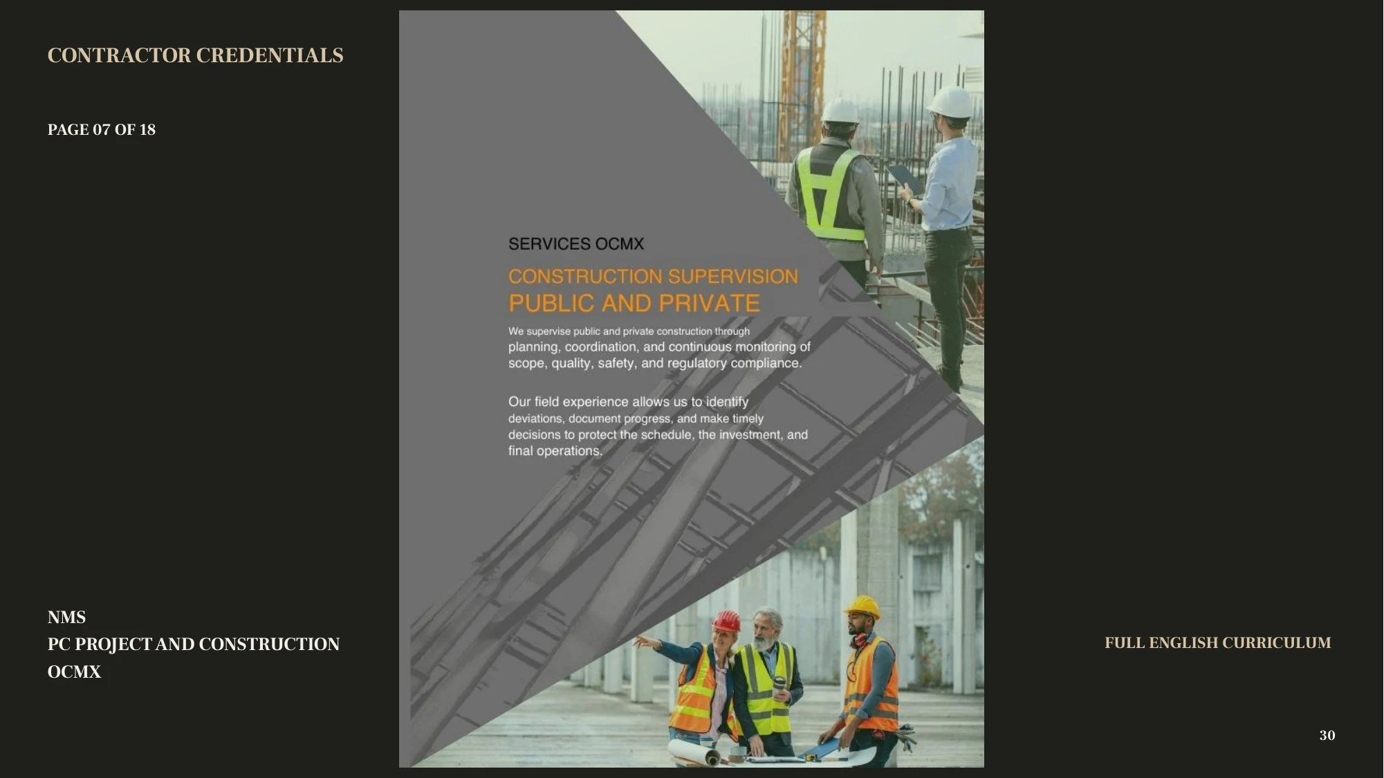 Construction credentials 7 — presentation page 30