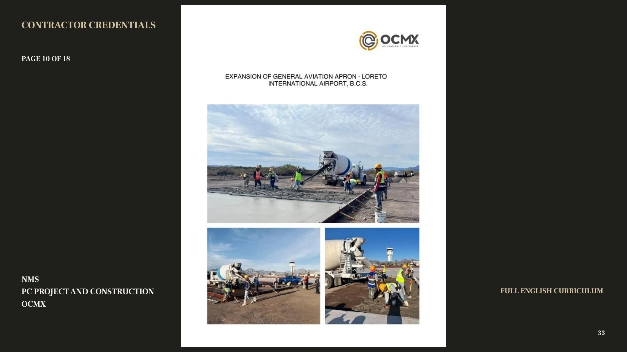Construction credentials 10 — presentation page 33