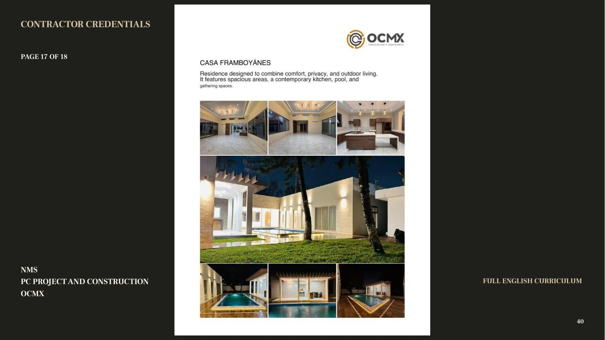 Construction credentials 17 — presentation page 40