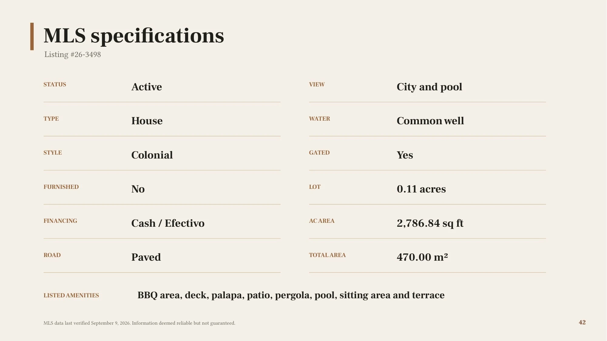 MLS specifications — presentation page 42