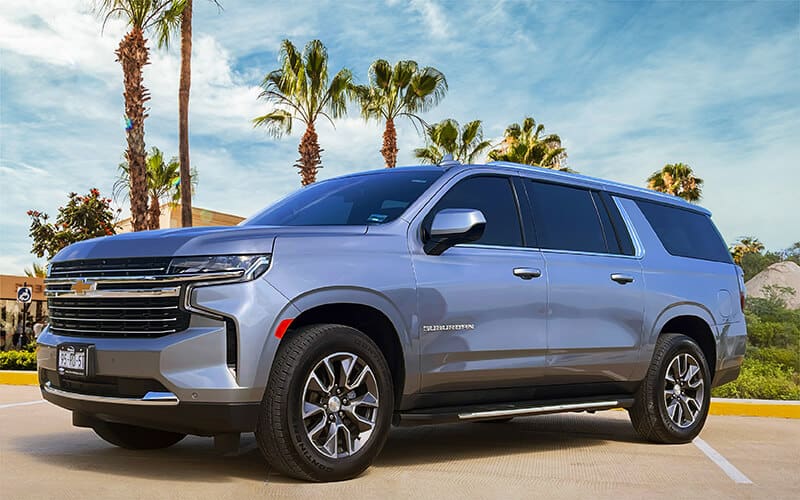 Silver Suburban pictured on the VIP Transportation Los Cabos fleet page