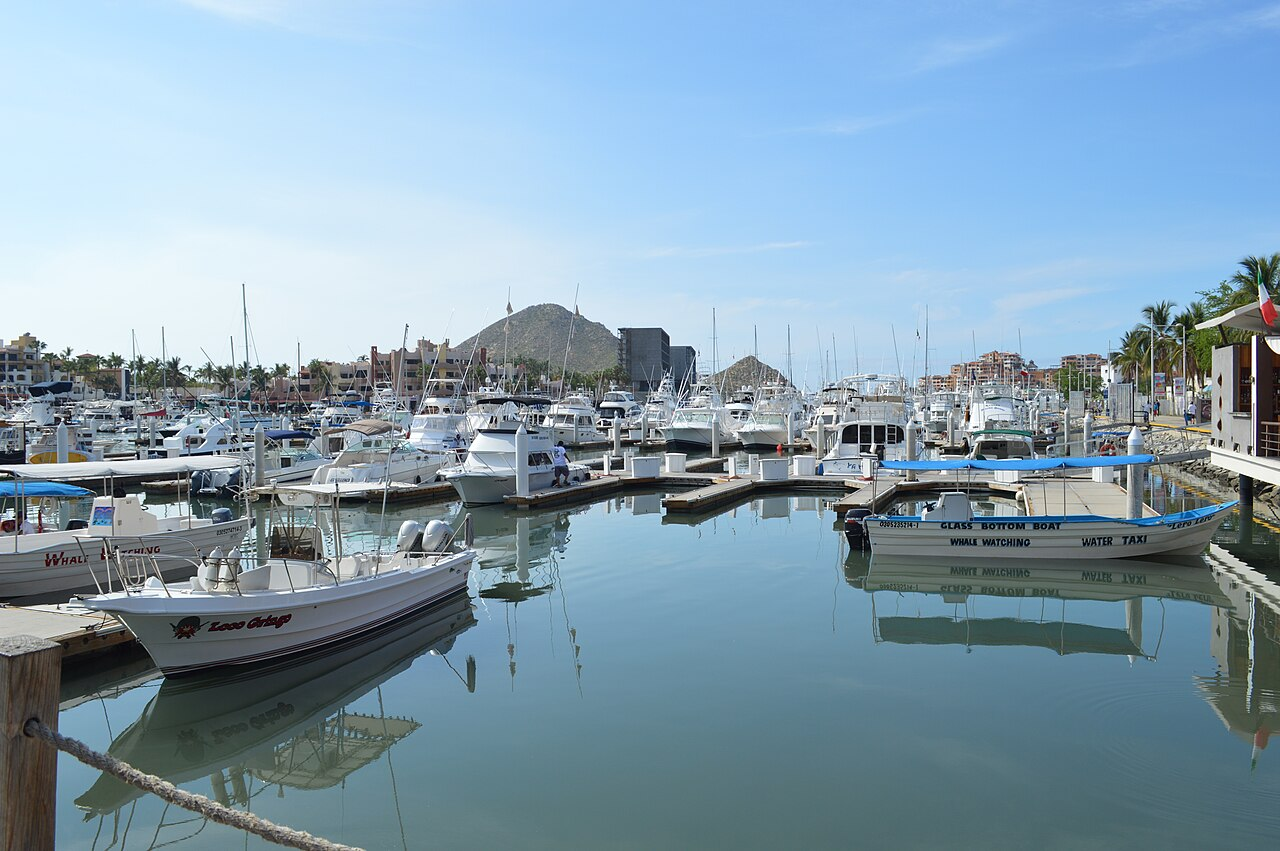 Boats and docks at the marina in Cabo San Lucas, Baja California Sur, Mexico